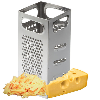 SG201 4"x4" Box-Type Square Grater, Stainless Steel, 4-Sided Versatile Grater for Cheese and Vegetables, Dishwasher Safe