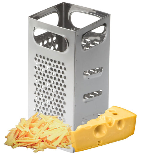 SG201 4"x4" Box-Type Square Grater, Stainless Steel, 4-Sided Versatile Grater for Cheese and Vegetables, Dishwasher Safe