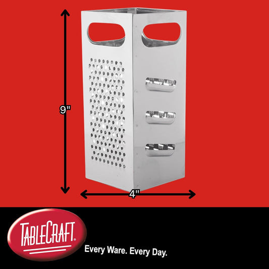 SG201 4"x4" Box-Type Square Grater, Stainless Steel, 4-Sided Versatile Grater for Cheese and Vegetables, Dishwasher Safe