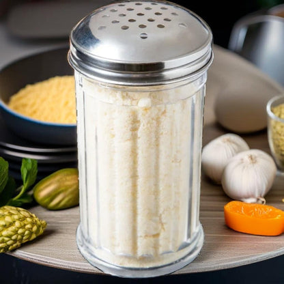 12 Oz Parmesan Cheese Shaker/salt and pepper shakers with Stainless Steel Lid, Clear Plastic seasoning shaker, sugar/spice dispenser, large salt and pepper shakers (360 ml) (12, 12 Oz)