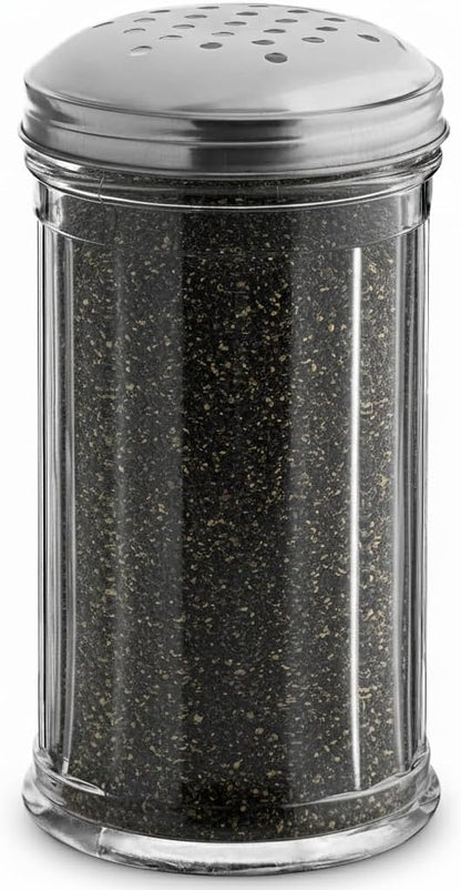 12 Oz Parmesan Cheese Shaker/salt and pepper shakers with Stainless Steel Lid, Clear Plastic seasoning shaker, sugar/spice dispenser, large salt and pepper shakers (360 ml) (12, 12 Oz)