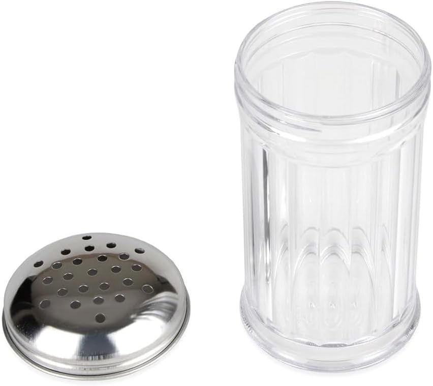 12 Oz Parmesan Cheese Shaker/salt and pepper shakers with Stainless Steel Lid, Clear Plastic seasoning shaker, sugar/spice dispenser, large salt and pepper shakers (360 ml) (12, 12 Oz)