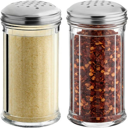 12 Oz Parmesan Cheese Shaker/salt and pepper shakers with Stainless Steel Lid, Clear Plastic seasoning shaker, sugar/spice dispenser, large salt and pepper shakers (360 ml) (12, 12 Oz)