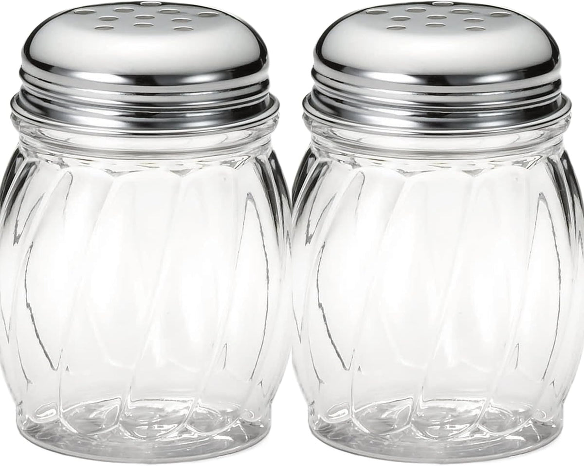 12 Oz Parmesan Cheese Shaker/salt and pepper shakers with Stainless Steel Lid, Clear Plastic seasoning shaker, sugar/spice dispenser, large salt and pepper shakers (360 ml) (12, 12 Oz)