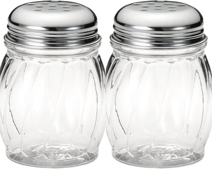 12 Oz Parmesan Cheese Shaker/salt and pepper shakers with Stainless Steel Lid, Clear Plastic seasoning shaker, sugar/spice dispenser, large salt and pepper shakers (360 ml) (12, 12 Oz)