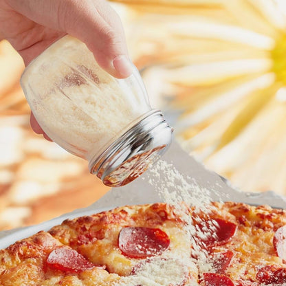12 Oz Parmesan Cheese Shaker/salt and pepper shakers with Stainless Steel Lid, Clear Plastic seasoning shaker, sugar/spice dispenser, large salt and pepper shakers (360 ml) (12, 12 Oz)