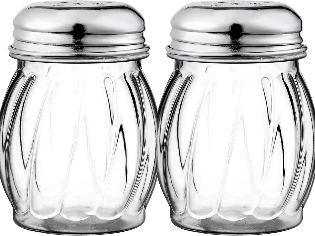 12 Oz Parmesan Cheese Shaker/salt and pepper shakers with Stainless Steel Lid, Clear Plastic seasoning shaker, sugar/spice dispenser, large salt and pepper shakers (360 ml) (12, 12 Oz)