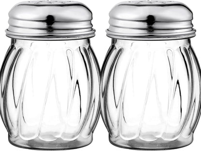 12 Oz Parmesan Cheese Shaker/salt and pepper shakers with Stainless Steel Lid, Clear Plastic seasoning shaker, sugar/spice dispenser, large salt and pepper shakers (360 ml) (12, 12 Oz)