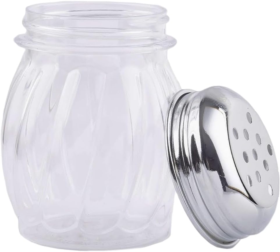 12 Oz Parmesan Cheese Shaker/salt and pepper shakers with Stainless Steel Lid, Clear Plastic seasoning shaker, sugar/spice dispenser, large salt and pepper shakers (360 ml) (12, 12 Oz)