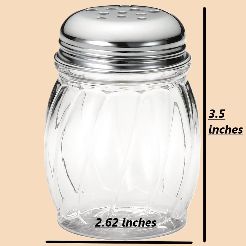 12 Oz Parmesan Cheese Shaker/salt and pepper shakers with Stainless Steel Lid, Clear Plastic seasoning shaker, sugar/spice dispenser, large salt and pepper shakers (360 ml) (12, 12 Oz)