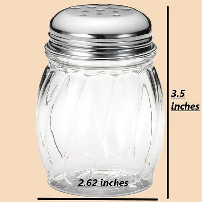 12 Oz Parmesan Cheese Shaker/salt and pepper shakers with Stainless Steel Lid, Clear Plastic seasoning shaker, sugar/spice dispenser, large salt and pepper shakers (360 ml) (12, 12 Oz)