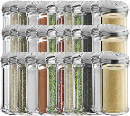 12 Oz Parmesan Cheese Shaker/salt and pepper shakers with Stainless Steel Lid, Clear Plastic seasoning shaker, sugar/spice dispenser, large salt and pepper shakers (360 ml) (12, 12 Oz)