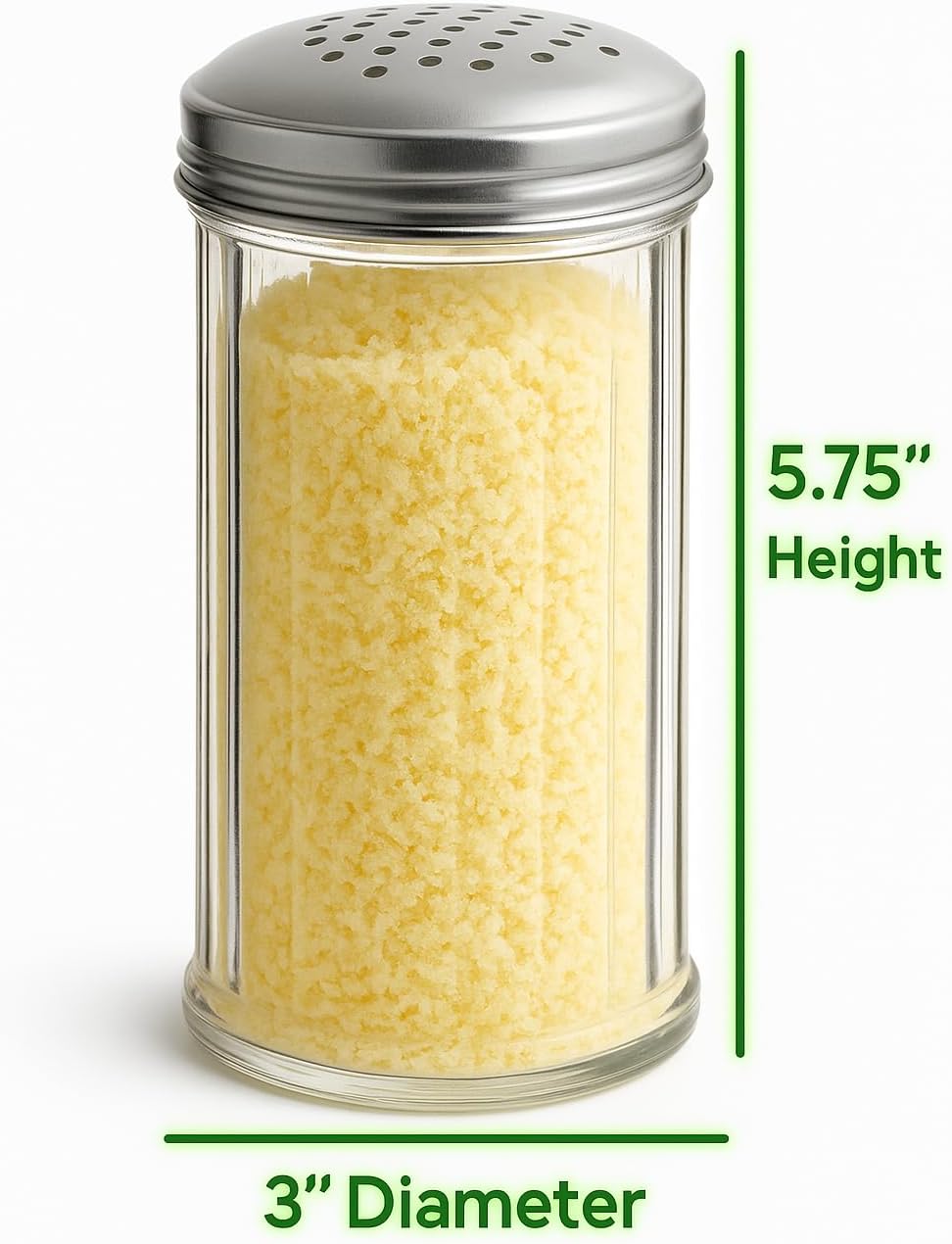 12 Oz Parmesan Cheese Shaker/salt and pepper shakers with Stainless Steel Lid, Clear Plastic seasoning shaker, sugar/spice dispenser, large salt and pepper shakers (360 ml) (12, 12 Oz)