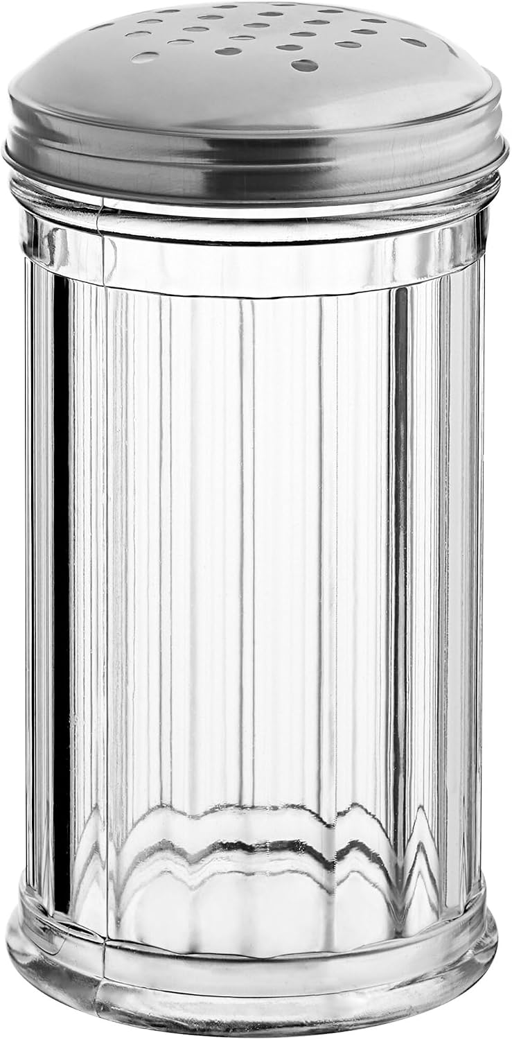 12 Oz Parmesan Cheese Shaker/salt and pepper shakers with Stainless Steel Lid, Clear Plastic seasoning shaker, sugar/spice dispenser, large salt and pepper shakers (360 ml) (12, 12 Oz)