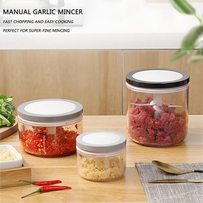 Manual Food Processor Vegetable Chopper, 1000ML Onion Chopper Hand Pull String Garlic Chopper Mincer, Whisk and Smoothie Blender