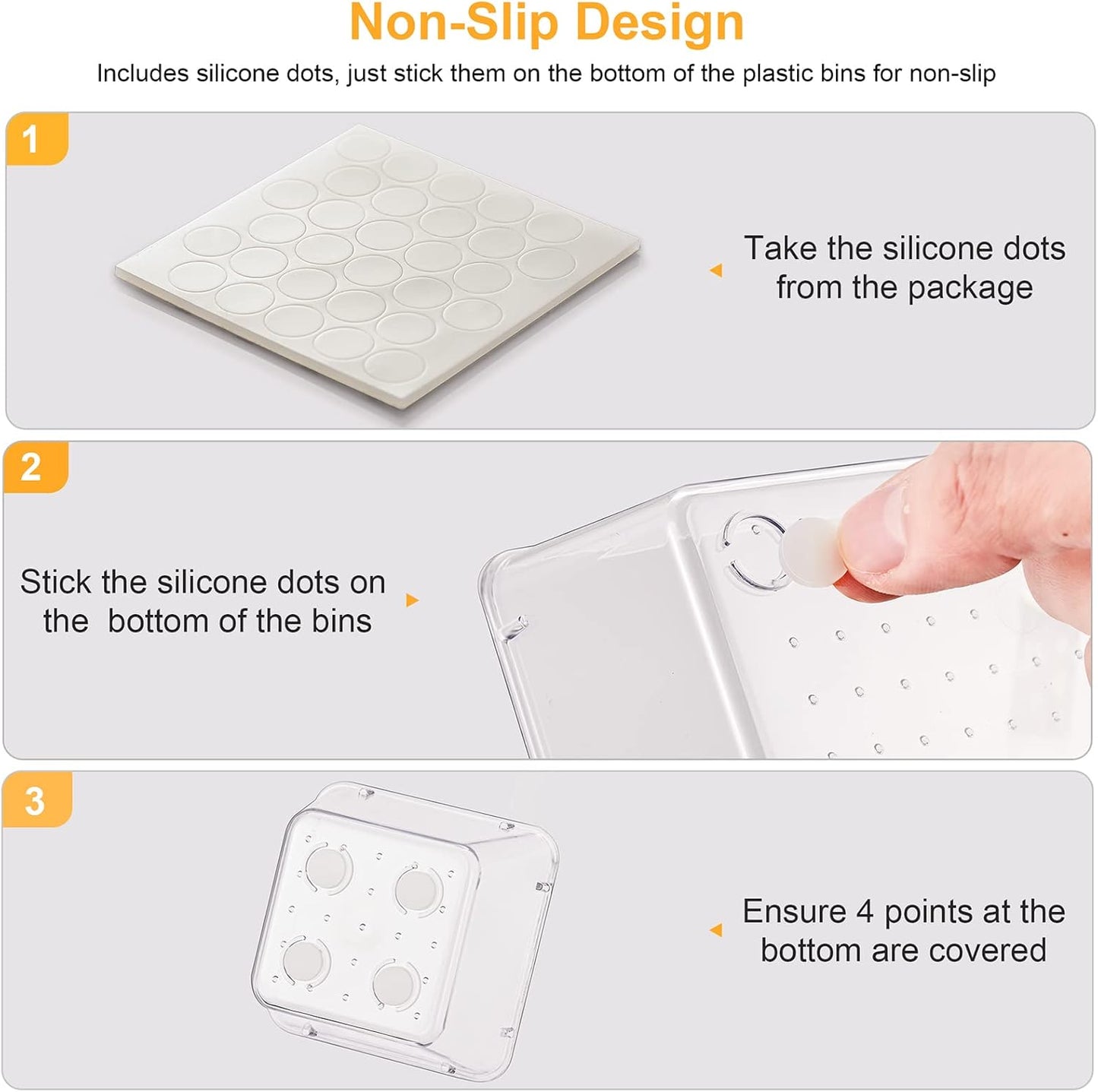 13-Piece Drawer Organizers with Non-Slip Silicone Pads, 5-Size Desk Bathroom Drawer Organizer Trays Storage Tray for Makeup, Jewelries, Utensils in Bedroom Dresser, Office and Kitchen, Clear