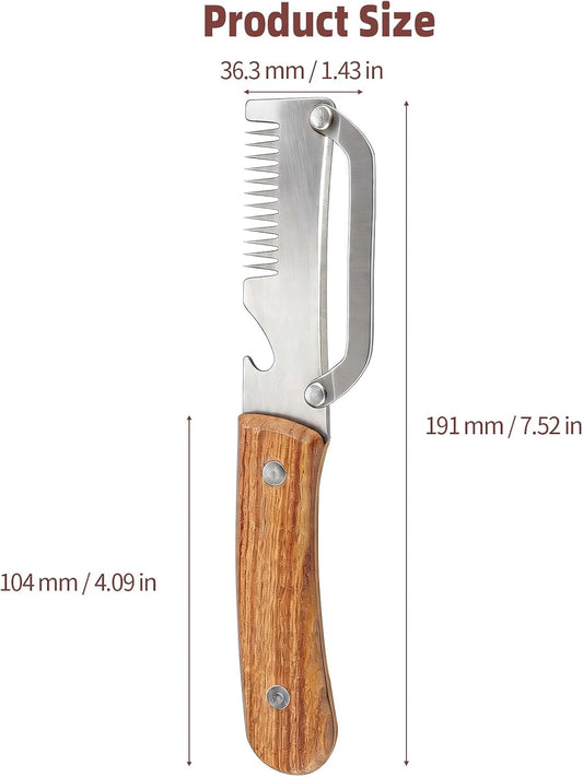 Multifunctional Vegetable Peeler, 3 in 1 Julienne Peeler with Wooden Handle, Vegetable Shredder with Bottle Opener for Peeling Veggie Fruit Pineapple Pumpkin Carrot(2 Pack)