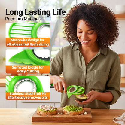 3-in-1 Avocado Slicer, 2026 New Avocado Pitter, Multifunctional Avocado Tool for Kitchen Helper, Ergonomic Avocado Cutter for Salads, Non-Slip Handle Avocado Slicer for Home Cooking (3 Set)
