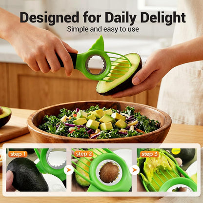 3-in-1 Avocado Slicer, 2026 New Avocado Pitter, Multifunctional Avocado Tool for Kitchen Helper, Ergonomic Avocado Cutter for Salads, Non-Slip Handle Avocado Slicer for Home Cooking (3 Set)