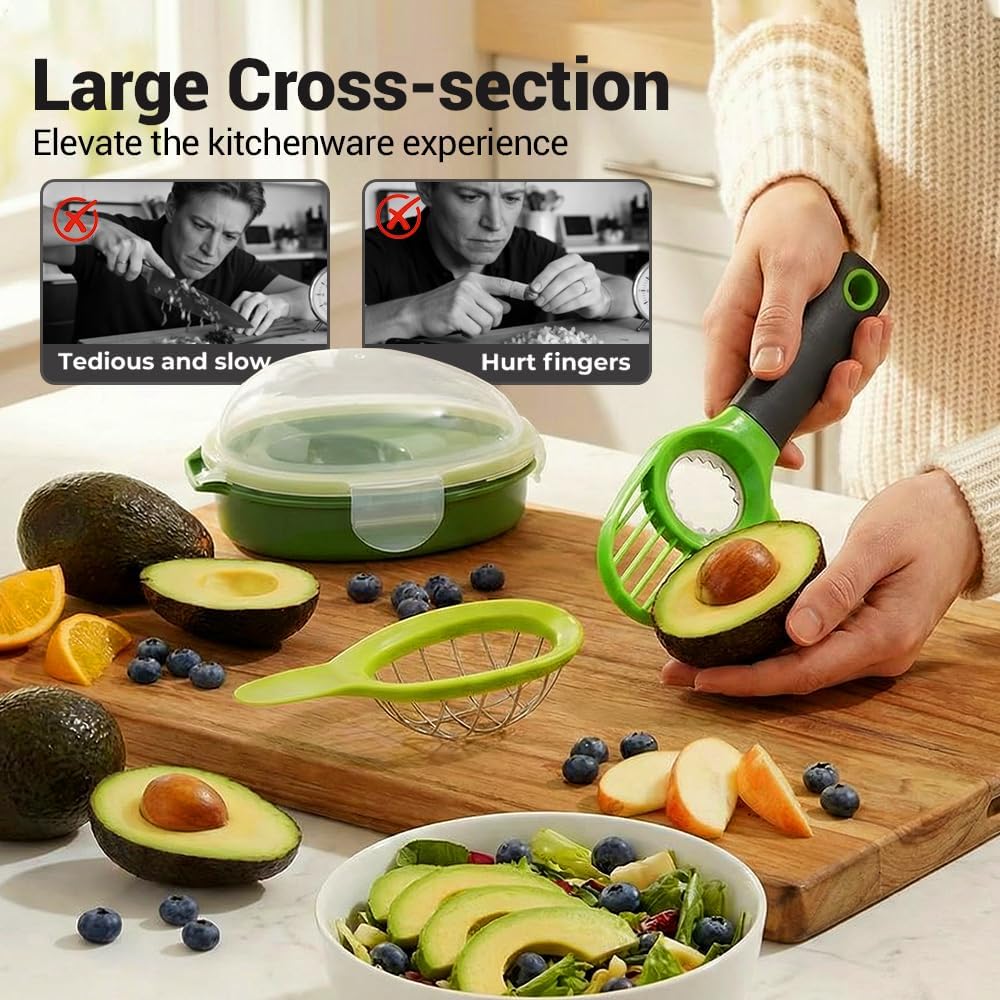 3-in-1 Avocado Slicer, 2026 New Avocado Pitter, Multifunctional Avocado Tool for Kitchen Helper, Ergonomic Avocado Cutter for Salads, Non-Slip Handle Avocado Slicer for Home Cooking (3 Set)
