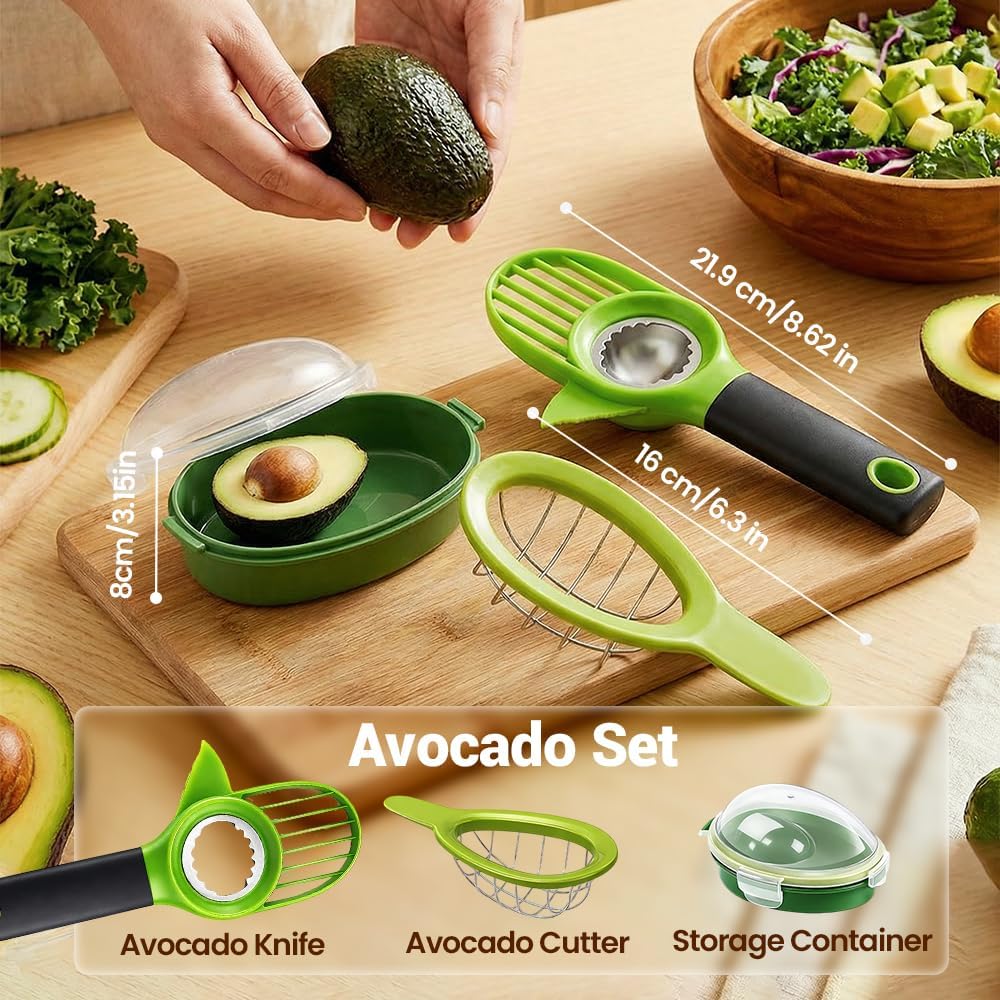 3-in-1 Avocado Slicer, 2026 New Avocado Pitter, Multifunctional Avocado Tool for Kitchen Helper, Ergonomic Avocado Cutter for Salads, Non-Slip Handle Avocado Slicer for Home Cooking (3 Set)