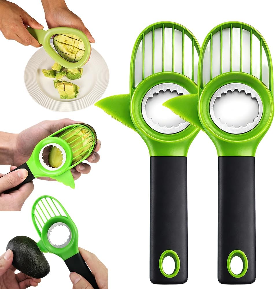 3-in-1 Avocado Slicer, 2026 New Avocado Pitter, Multifunctional Avocado Tool for Kitchen Helper, Ergonomic Avocado Cutter for Salads, Non-Slip Handle Avocado Slicer for Home Cooking (3 Set)