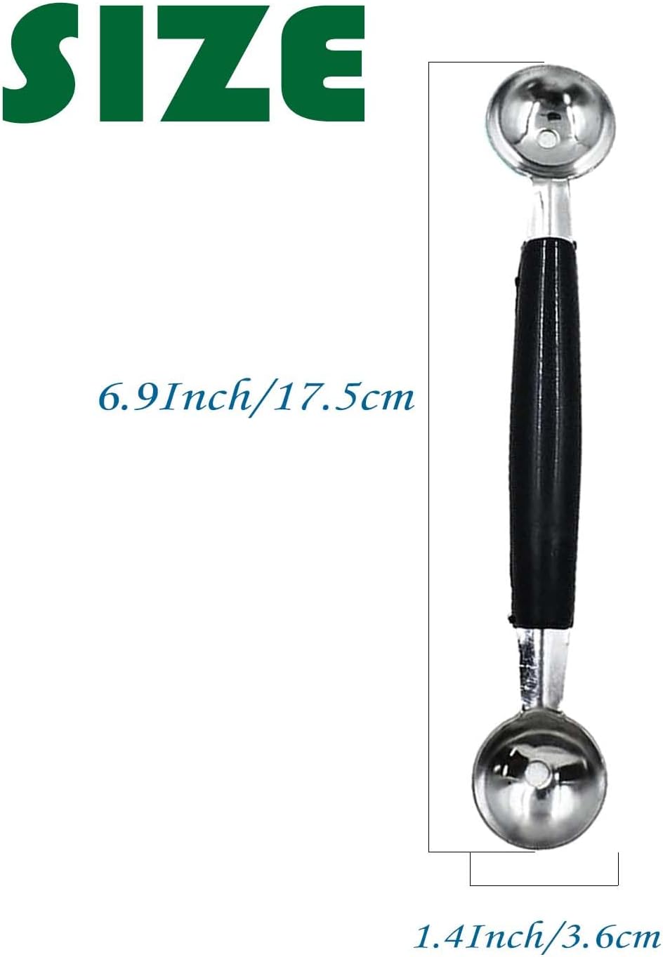 4 Pack Double Ended Headed Fruit Icecream Ball Spoon,Stainless Steel Melon Baller,Smooth Round Melon Balls Melon Scoop for Watermelon/Ice Cream/Fruits/Sorbet/Meatball