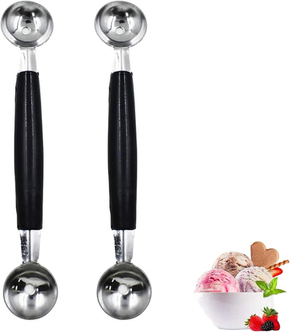 4 Pack Double Ended Headed Fruit Icecream Ball Spoon,Stainless Steel Melon Baller,Smooth Round Melon Balls Melon Scoop for Watermelon/Ice Cream/Fruits/Sorbet/Meatball