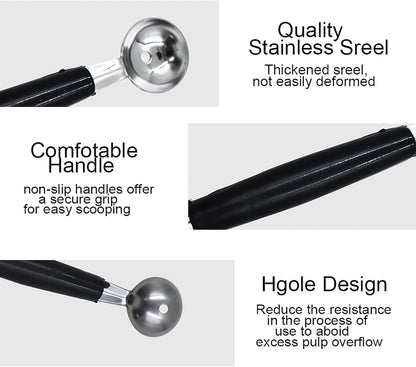 4 Pack Double Ended Headed Fruit Icecream Ball Spoon,Stainless Steel Melon Baller,Smooth Round Melon Balls Melon Scoop for Watermelon/Ice Cream/Fruits/Sorbet/Meatball