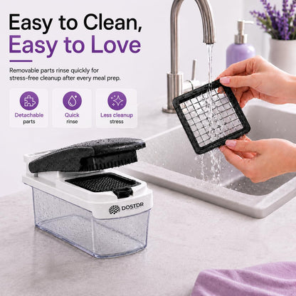 Compact Premium Vegetable Chopper Container Stainless Steel & ABS | Mandoline Slicer Food Chopper with Container Vegetable Cutter Onion Salad Chopper Fruit Slicer Shredding Dicing Easy Cook