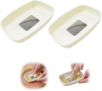 2 Pack Stainless Steel Multi-Purpose Grater Set – Lemon Zester, Ginger/Garlic/Cheese Shredder with Herb Stripper, Blade Wiper & Spoon Rest, Grating Bowls for Fruits, Vegetables, Chocolate, Nutmeg