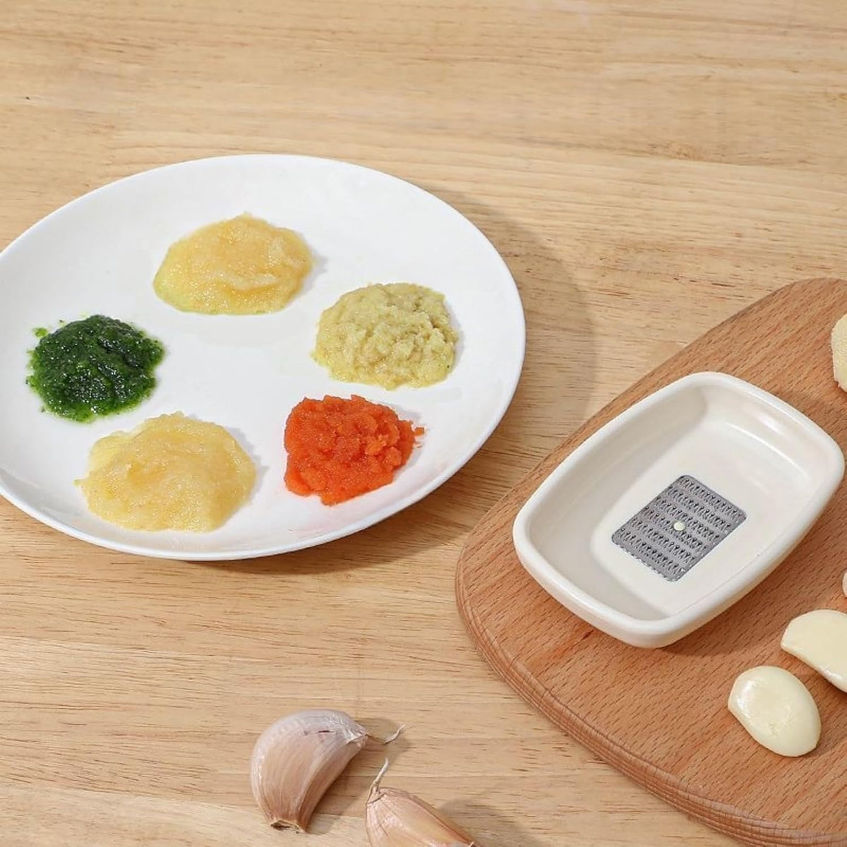 2 Pack Stainless Steel Multi-Purpose Grater Set – Lemon Zester, Ginger/Garlic/Cheese Shredder with Herb Stripper, Blade Wiper & Spoon Rest, Grating Bowls for Fruits, Vegetables, Chocolate, Nutmeg