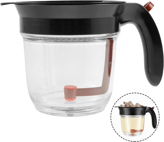 Fat Separator and Skimmer, Soup Residue Filter with Bottom Release, Graduated Grease Separator, Measuring Strainer for Broth and Gravy