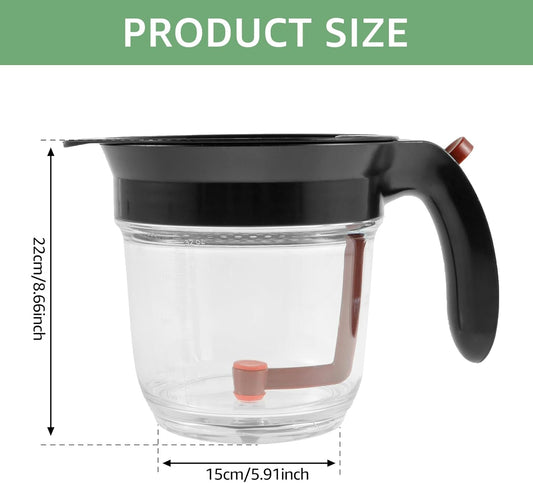 Fat Separator and Skimmer, Soup Residue Filter with Bottom Release, Graduated Grease Separator, Measuring Strainer for Broth and Gravy