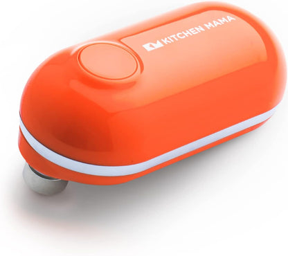 Mini Electric Can Opener Smooth Edge, Orange | Opens Can with One Press, Ultra-Compact, Hands-Free, Cordless, Battery Operated