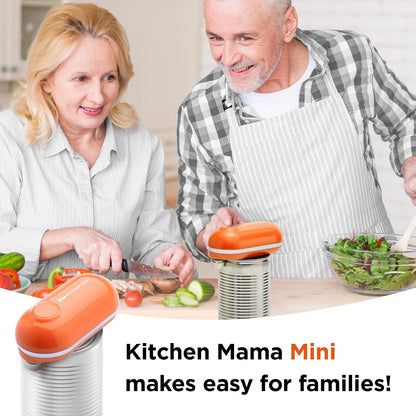 Mini Electric Can Opener Smooth Edge, Orange | Opens Can with One Press, Ultra-Compact, Hands-Free, Cordless, Battery Operated