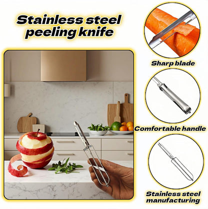 Professional Stainless Steel Vegetable Peeler - Old-School Rotary Blade for Potatoes, Carrots & Apples | Ergonomic Handle, Eye Remover | Commercial-Grade Kitchen Tool for Home & Restaurant Use
