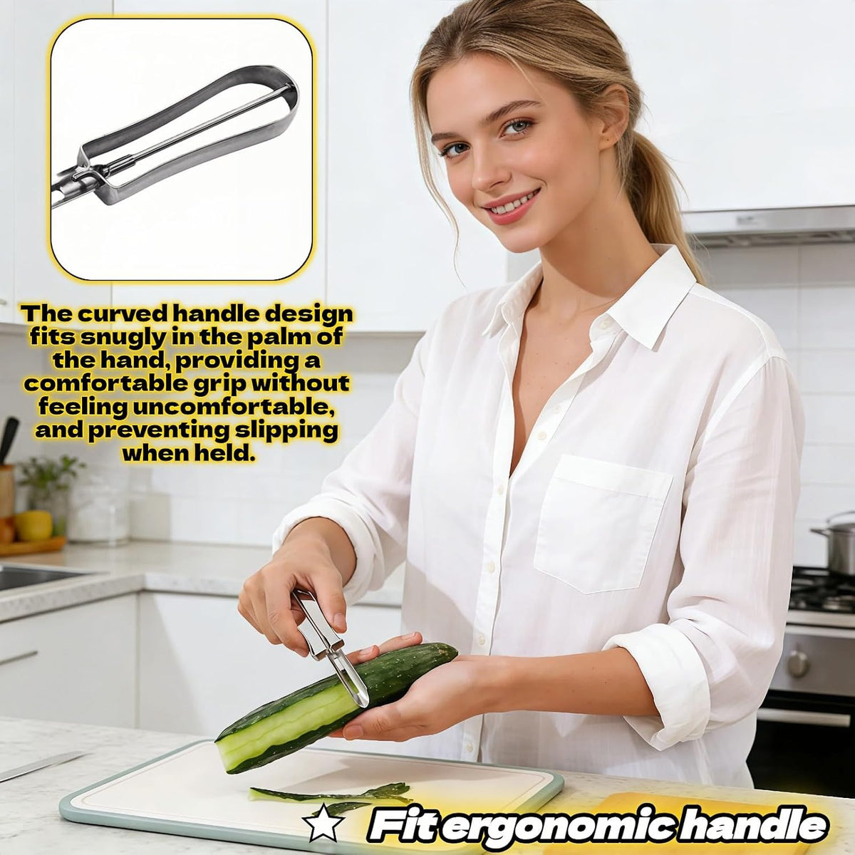 Professional Stainless Steel Vegetable Peeler - Old-School Rotary Blade for Potatoes, Carrots & Apples | Ergonomic Handle, Eye Remover | Commercial-Grade Kitchen Tool for Home & Restaurant Use
