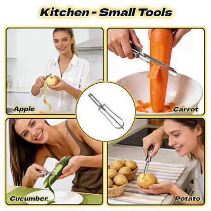 Professional Stainless Steel Vegetable Peeler - Old-School Rotary Blade for Potatoes, Carrots & Apples | Ergonomic Handle, Eye Remover | Commercial-Grade Kitchen Tool for Home & Restaurant Use