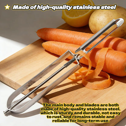 Professional Stainless Steel Vegetable Peeler - Old-School Rotary Blade for Potatoes, Carrots & Apples | Ergonomic Handle, Eye Remover | Commercial-Grade Kitchen Tool for Home & Restaurant Use