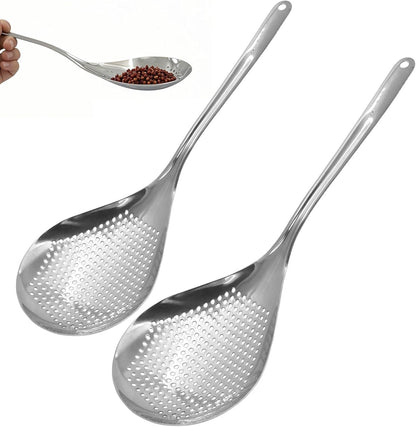 2 Pcs Stainless Steel Skimmer Slotted Spoon