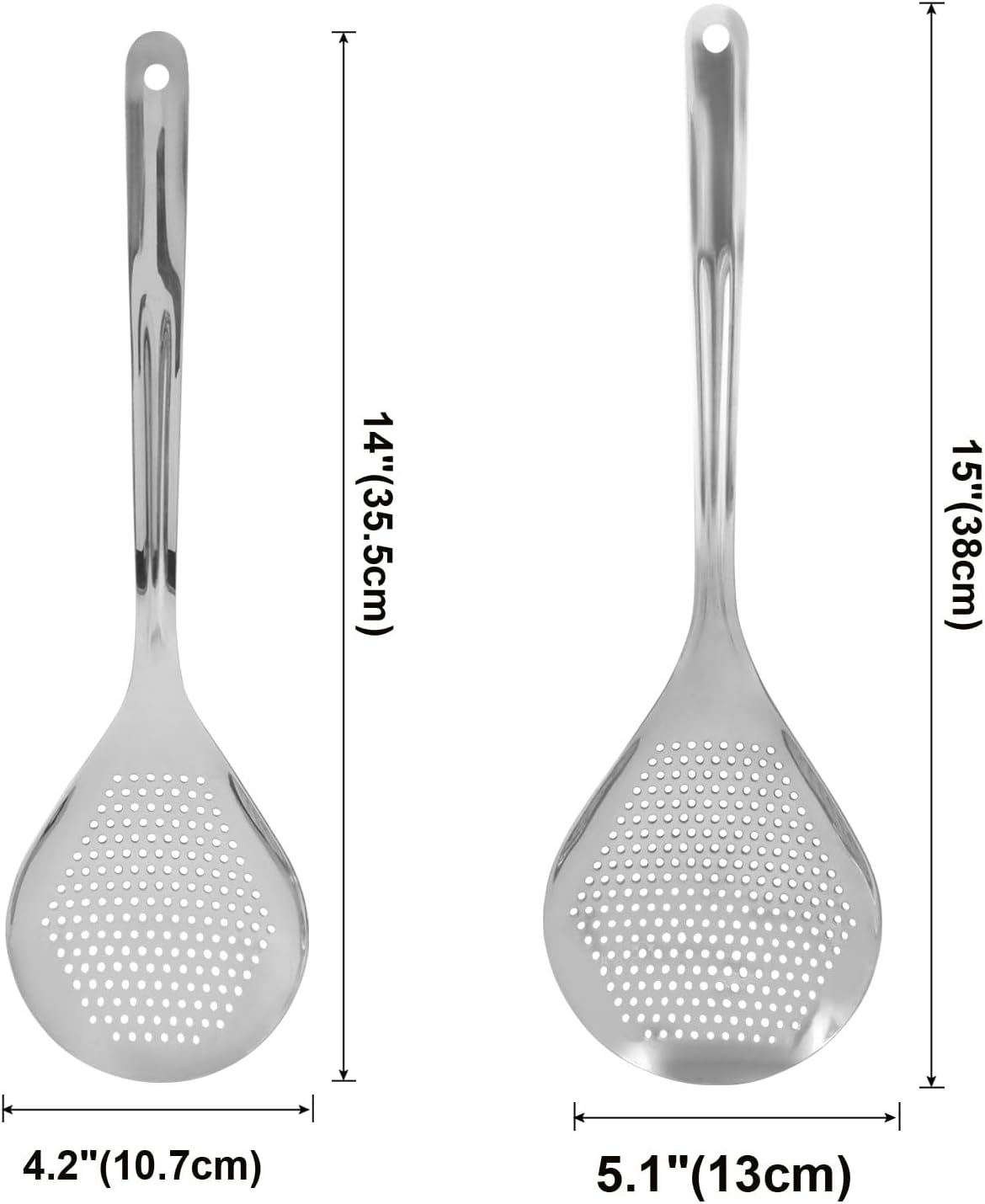 2 Pcs Stainless Steel Skimmer Slotted Spoon