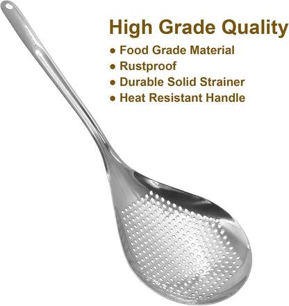 2 Pcs Stainless Steel Skimmer Slotted Spoon