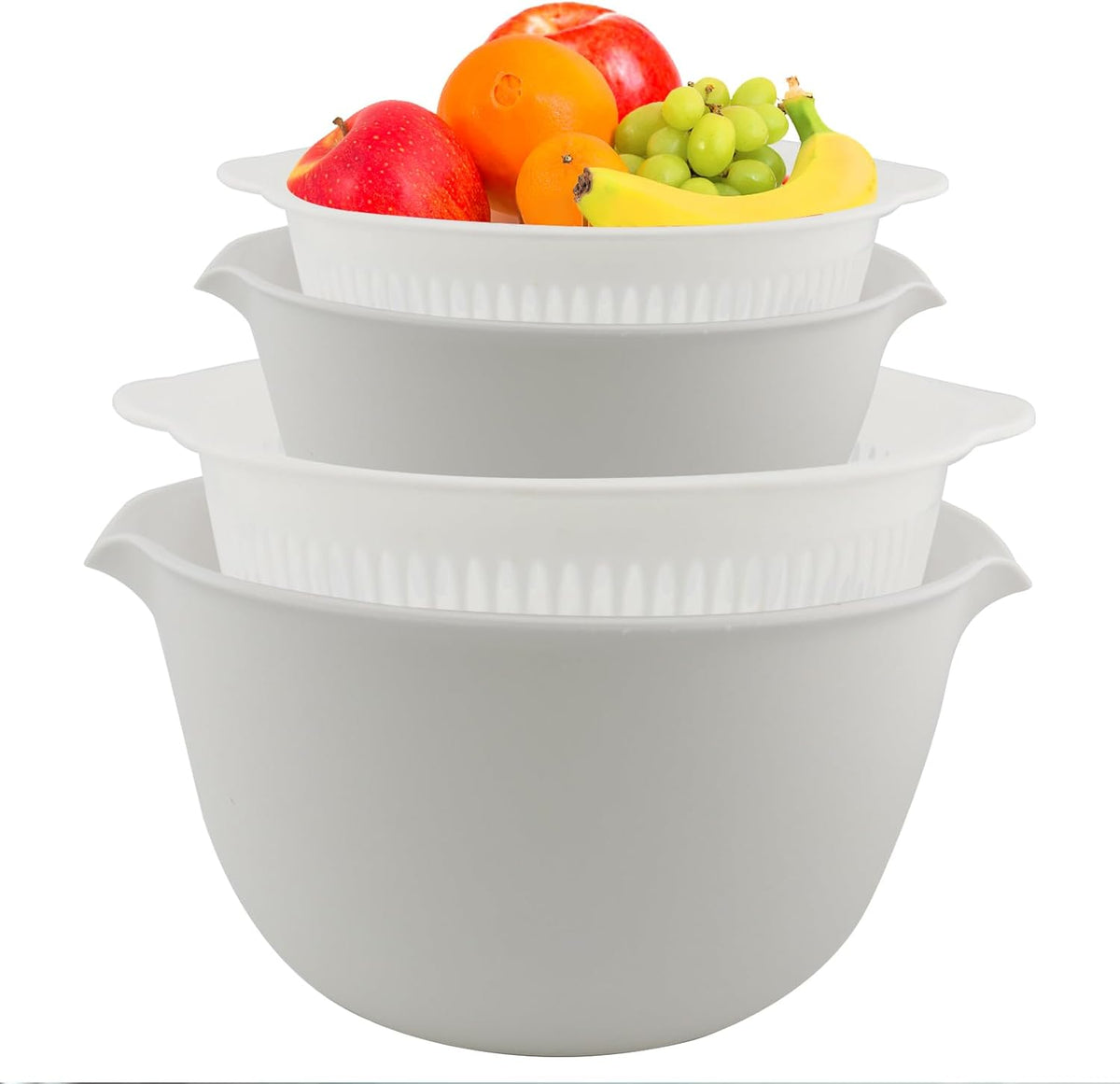 2 Sets 3 Qt，2 in 1 Kitchen Colander Set with Bowl Strainer ，BPA Free Plastic Fruits and Vegetable Washing Basket,Dishwasher Friendly Double Layered Drain Basin,for Pasta, Noodles, Rice and Food (Grey)
