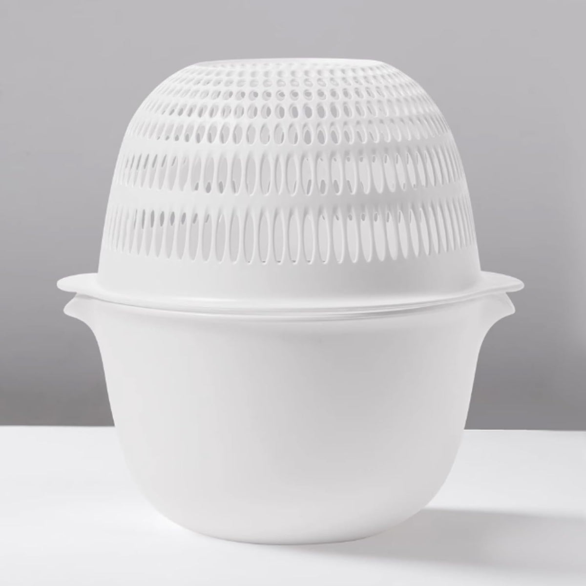 2 Sets 3 Qt，2 in 1 Kitchen Colander Set with Bowl Strainer ，BPA Free Plastic Fruits and Vegetable Washing Basket,Dishwasher Friendly Double Layered Drain Basin,for Pasta, Noodles, Rice and Food (Grey)