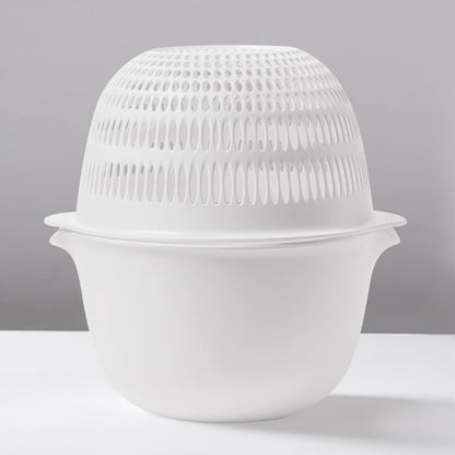 2 Sets 3 Qt，2 in 1 Kitchen Colander Set with Bowl Strainer ，BPA Free Plastic Fruits and Vegetable Washing Basket,Dishwasher Friendly Double Layered Drain Basin,for Pasta, Noodles, Rice and Food (Grey)