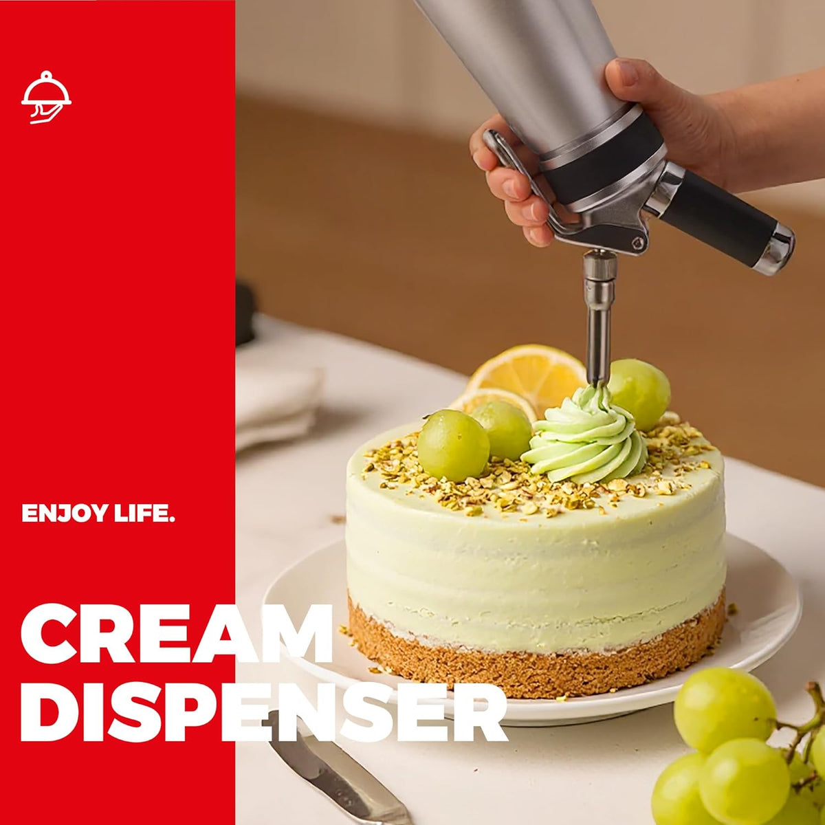 Whipped Cream Dispenser 500ml Aluminum with 8 Decorating Nozzles