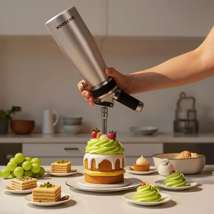 Whipped Cream Dispenser 500ml Aluminum with 8 Decorating Nozzles