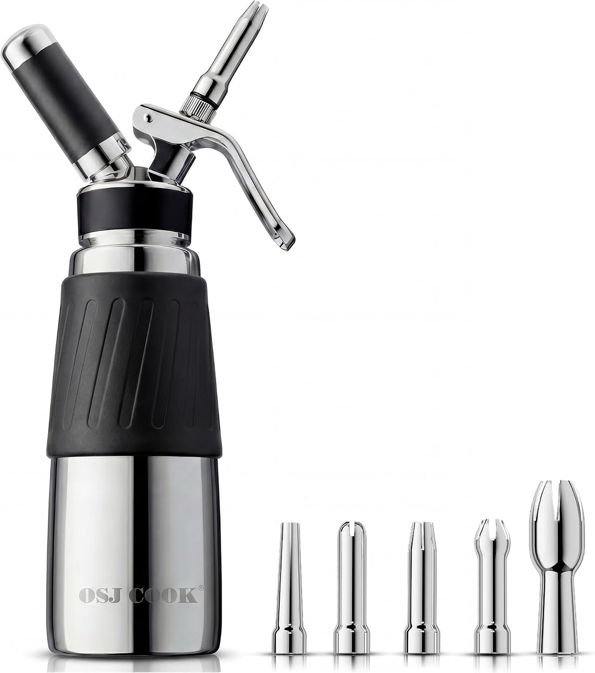 Whipped Cream Dispenser 500ml Aluminum with 8 Decorating Nozzles
