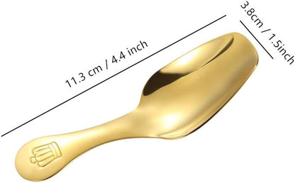 Stainless Steel Mini Scoop for Canisters with Short Handle, Gold Mini Feed Spoon for Ice Cream Melon Baller, Jar Espresso Coffee Spoon for Tea Dessert Sugar Salt Condiments(3 Pack)